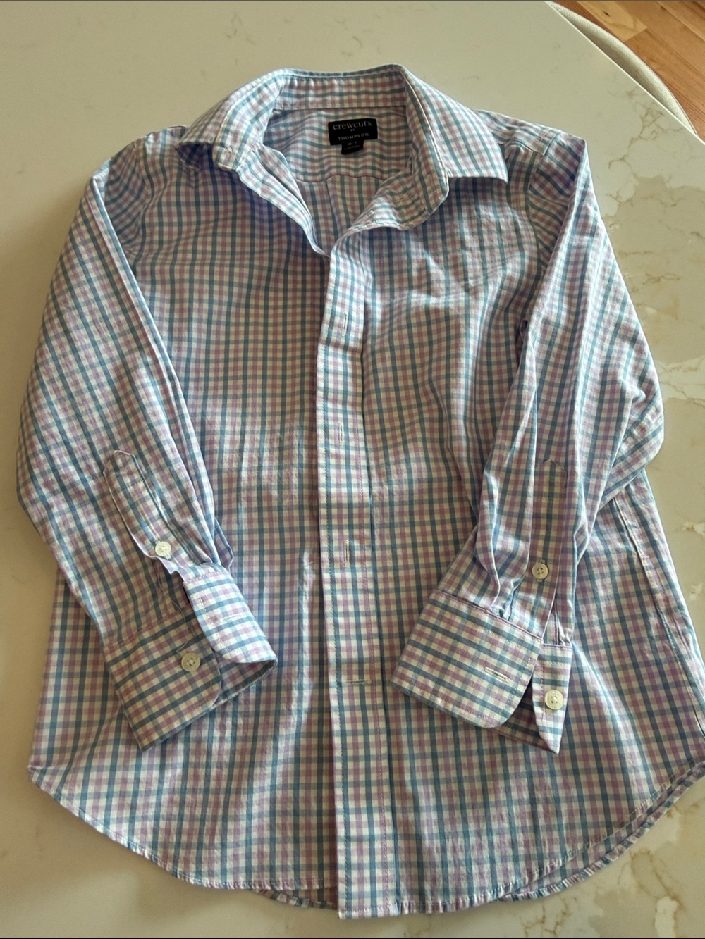 J. Crew Boys Blue & Pink Plaid Button-Down Shirt